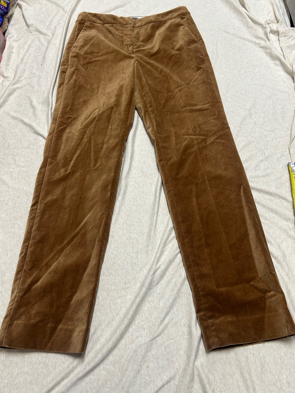 J. Crew Kate Tall Velvet Pants Trousers Camel Brown Stretch